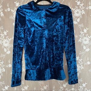 Vintage Electric Blue Crushed Velvet Long Sleeve